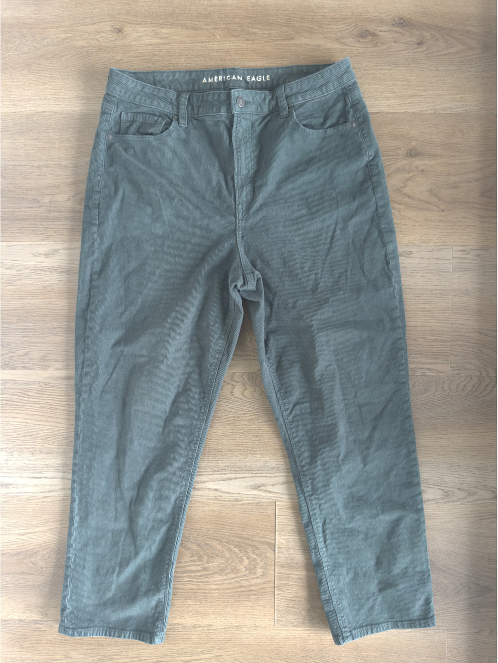 American Eagle Green Corduroy “Mom Jean”